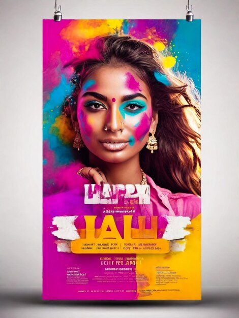 Photo la fête indienne des couleurs bonne fête de holi affiche flyer