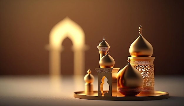 Fête islamique Ramadan kareem fond d'événement décorer avec une lanterne arabe Generative AI