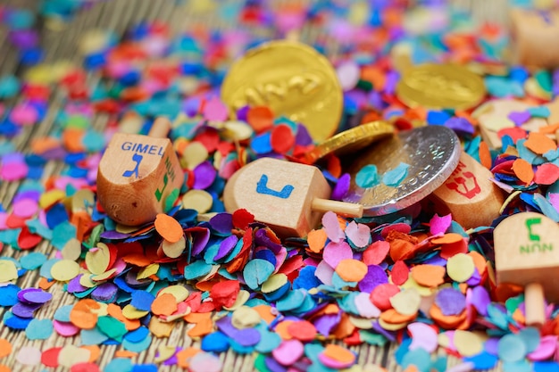 Fête juive Dreidel Une nature morte composée d'éléments de la fête juive de Hanoucca Hanoucca.