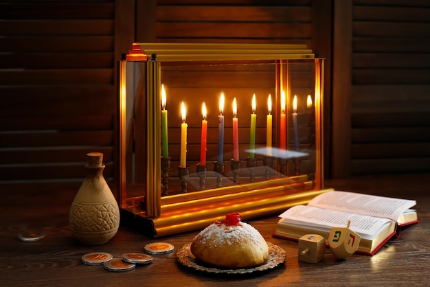 Fête juive fond de Hanukkah mise au point sélective