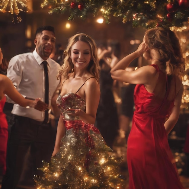 La fête de luxe de la vie nocturne la nuit de Noël se marier Noël célébrer Noël fête de danse