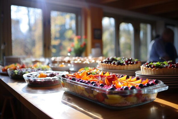 Photo la fête de la moisson est un délice une table d'automne vibrante avec une dinde grillée en or comme pièce maîtresse