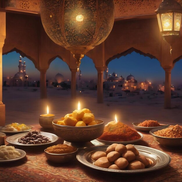 La fête musulmane du mois sacré du ramadan Kareem beau fond