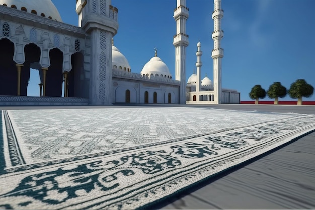 Fête musulmane Ramadan sajjada tapis pour la prière sur le fond de la mosquée générée par l'IA