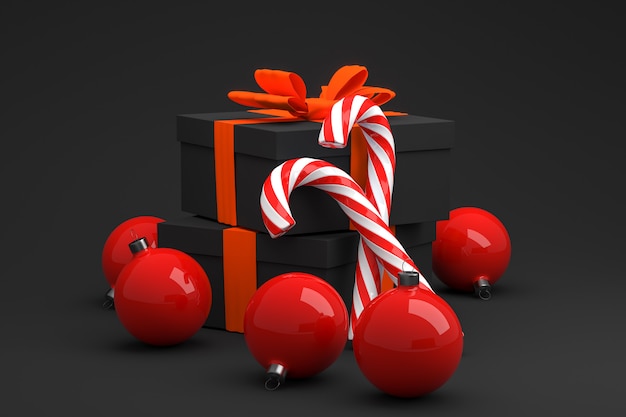 Fête noire - joyeux Noël & bonne année - illustration 3d