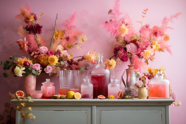 Une fête Pinkcore avec une beauté florale folklorique