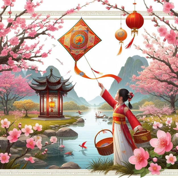 Fête de Qingming Célébration Post pour l'événement chinois