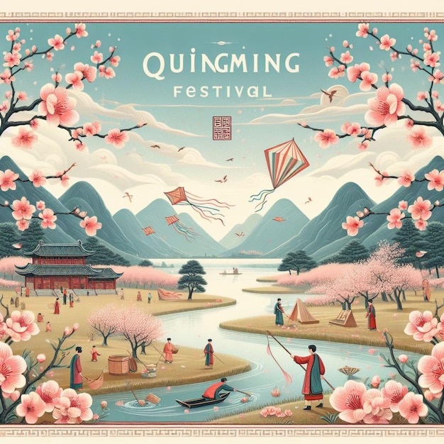 Fête de Qingming Célébration Post pour l'événement chinois