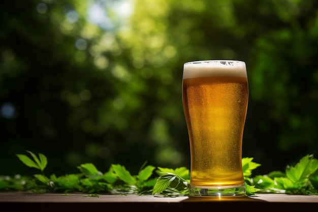 La fête de Saint-Patrick à l'arrière-plan vert Un verre de bière