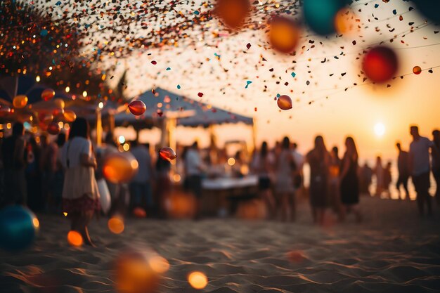 Photo une fête vibrante sur la plage de bokeh