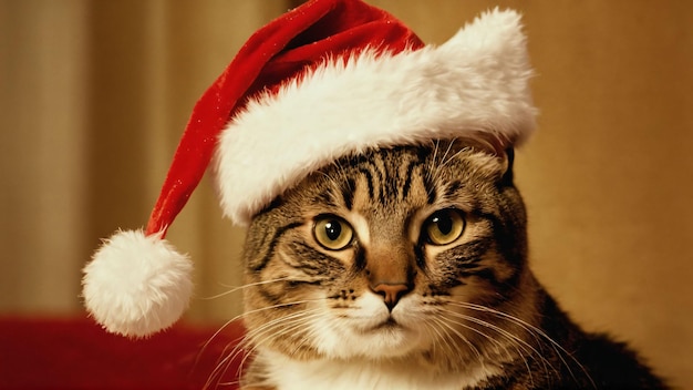 Fêtes et animaux de compagnie Chat dans un intérieur de Noël à la maison Soirée d'hiver chaleureuse Chaton dans une boîte à cadeaux