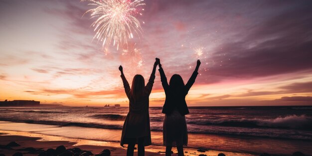 Fêtes de Noël dans des destinations tropicales groupe de personnes célébrant les fêtes de Noël sur la plage