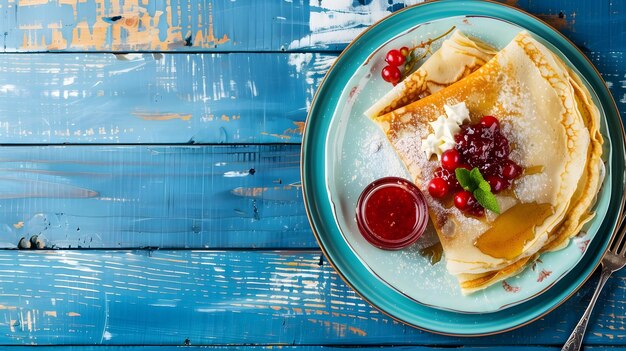 Photo fêtes russes ukrainiennes européennes maslenitsa crêpes traditionnelles minces crêpes avec ia générative