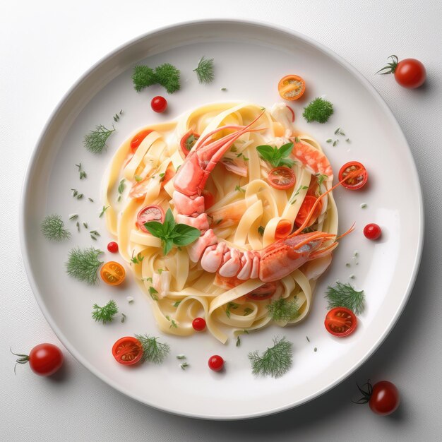 Fettuccine d'image abstraite et créative avec ai générative de homard