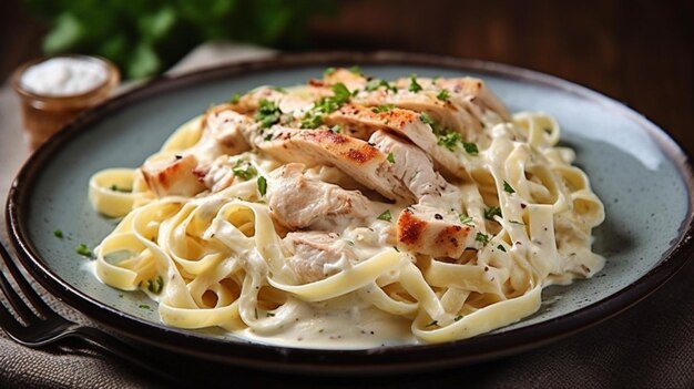 fettucini alfredo avec du poulet