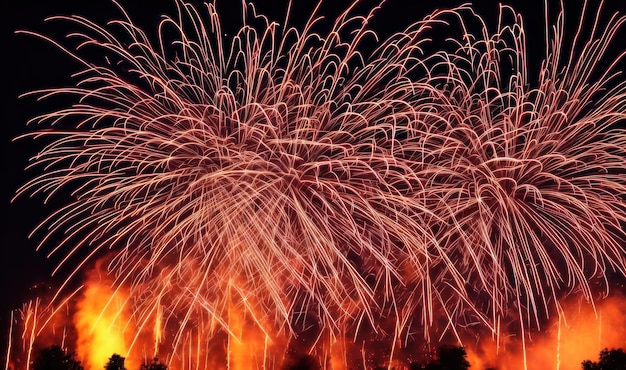 Un feu d'artifice est allumé la nuit.