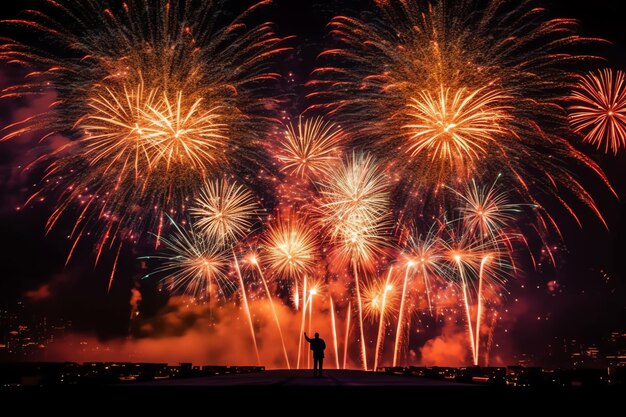 Feu d'artifice photo explosant dans le ciel nocturne ai généré