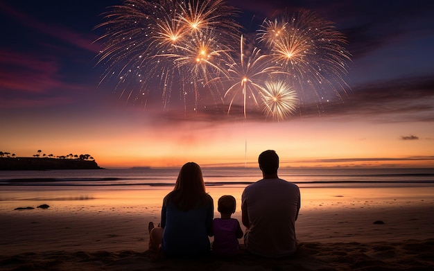 feu d'artifice sur la plage