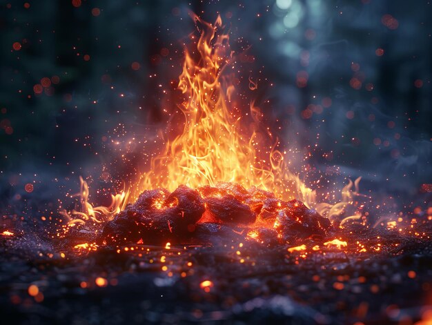 Un feu au milieu de la forêt