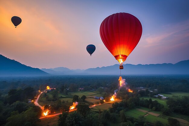 Photo feu de ballon yeepeng dans le nord de la thaïlande chiangmai