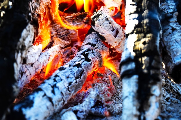 Photo un feu brûle dans un feu de camp.