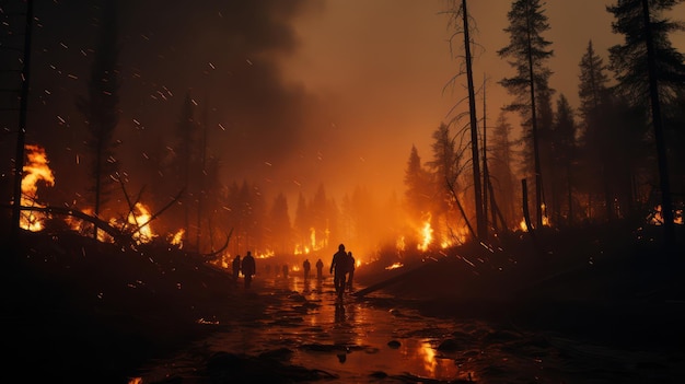 Le feu brûle dans la forêt