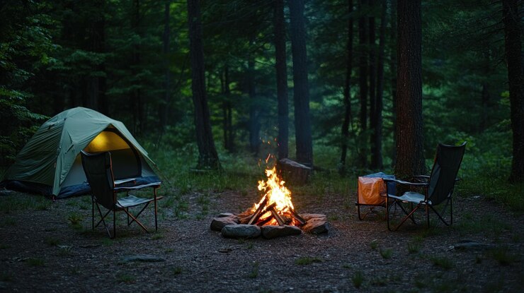 Photo le feu de camp dans la forêt