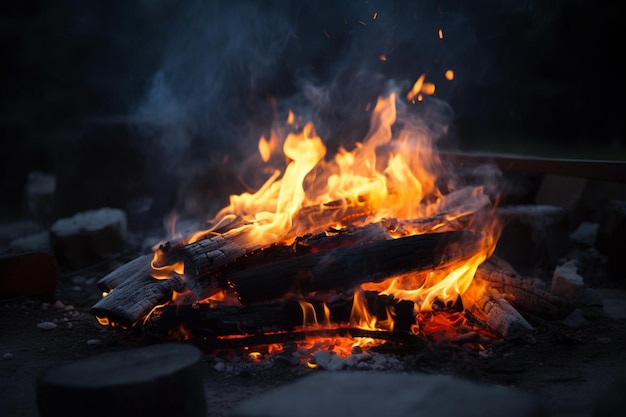 Un feu de charbon brûlant