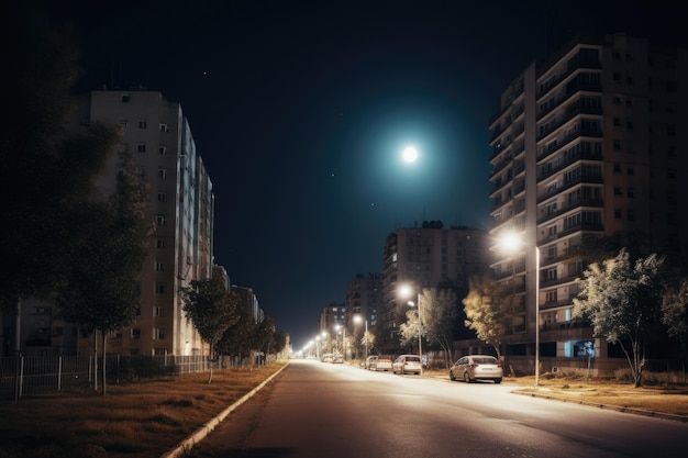 Feu de circulation de rue de la ville et scène de nuit de piste d'ombre