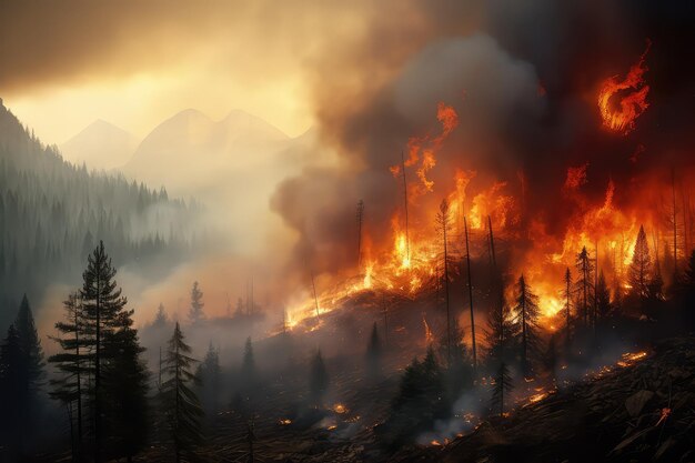 Photo feu dans la forêt