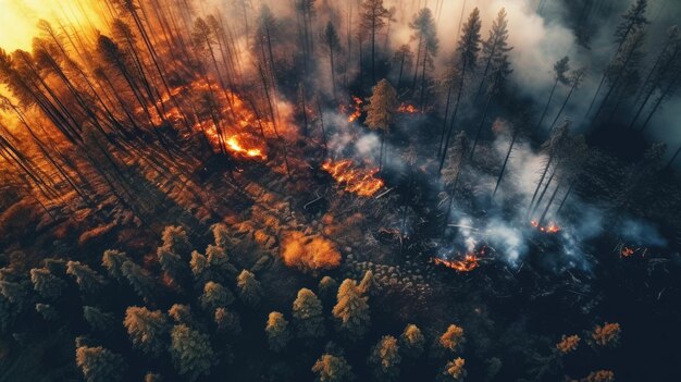 Photo un feu dans la forêt