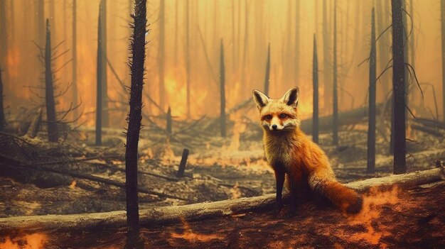 Feu de forêt Un cauchemar pour la faune généré par l'IA