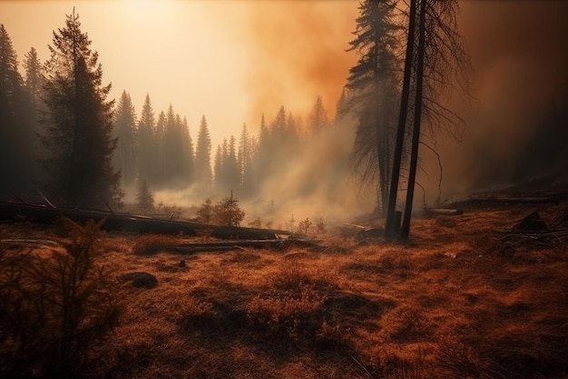 Un feu de forêt dans les montagnes