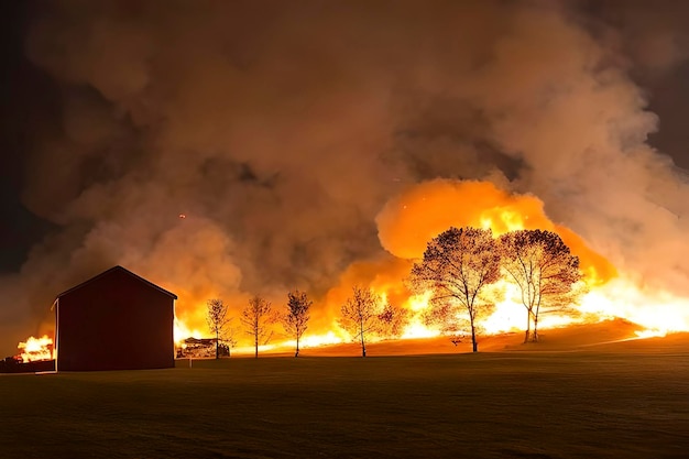 Feu de forêt massif en saison sèche