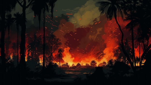 Feu de forêt subtropical Retromer 8bit Speedpainting