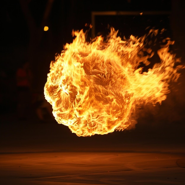 Photo un feu avec un grand cercle de feu qui dit le mot dessus