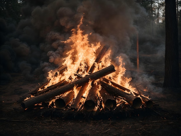 Un feu de joie ardent allume un enfer sauvage