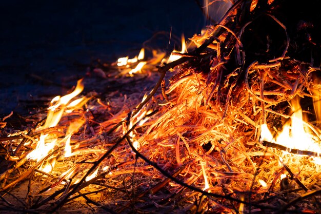 Feu de joie au printemps brûler des ordures danger d'incendie