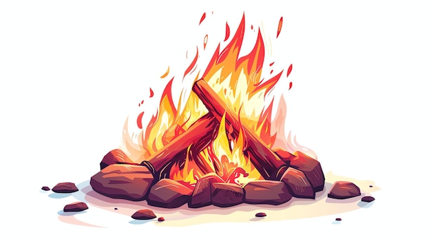 Photo un feu de joie brillant brûle dans un cercle de pierres le feu est chaud et brillant et les flammes léchent les bords des pierres