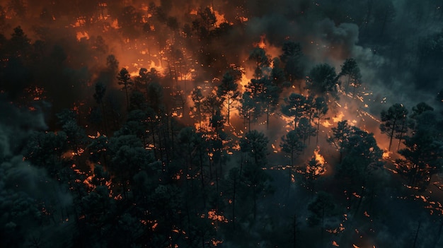 Le feu se propage dans la forêt