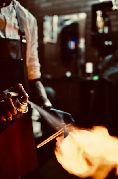 Feu avec un spray dans un barbier