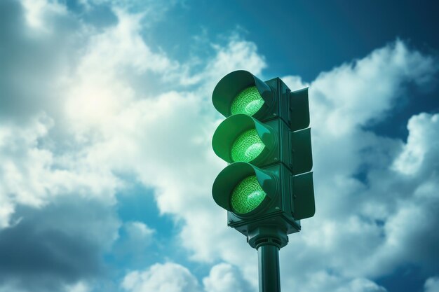 Feu vert avec ciel bleu et nuages