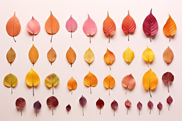 Le feuillage d'automne coloré disposé dans une exposition artistique Plain Lay Thème de saison