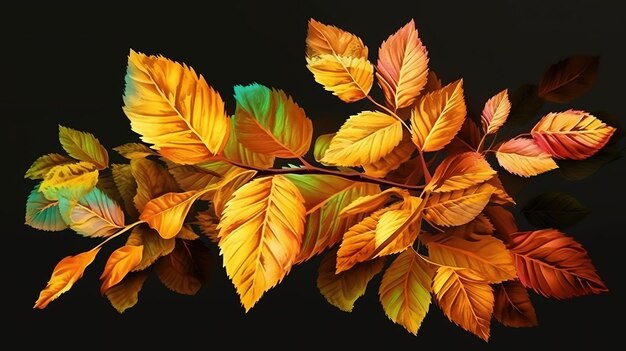 Feuillage d'automne doré couleur vive Generative Ai