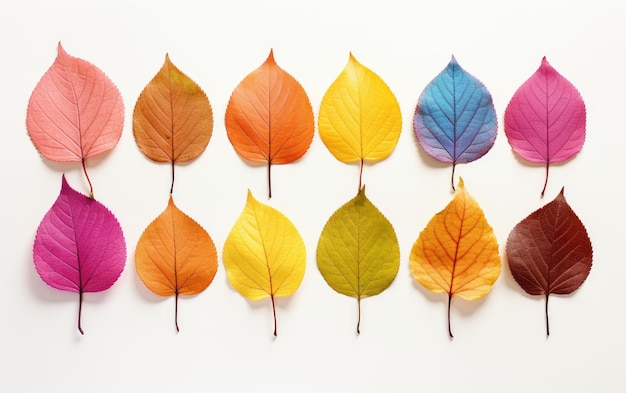 Feuillage d'automne lumineux isolé sur fond blanc