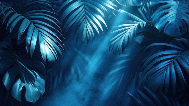 Photo le feuillage tropical bleu énigmatique