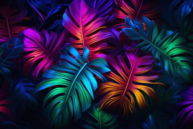 Photo le feuillage tropical d'été aux couleurs vives