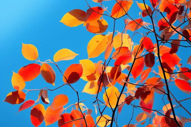 Photo le feuillage vibrant de l'automne contre un ciel bleu