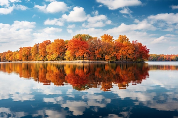 Le feuillage vibrant de l'automne orne une forêt paisible