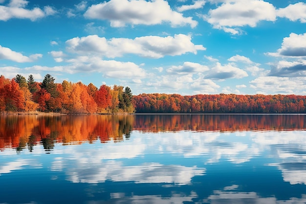 Le feuillage vibrant de l'automne orne une forêt paisible